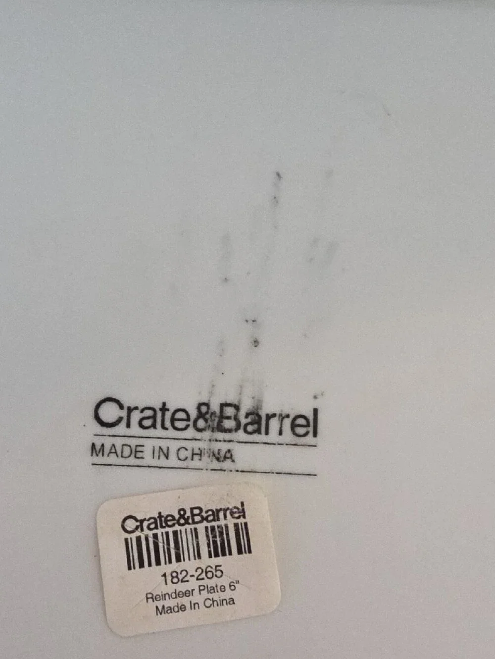 Crate&Barrel Reindeer Collection Red White Green Square Plate Set of 4